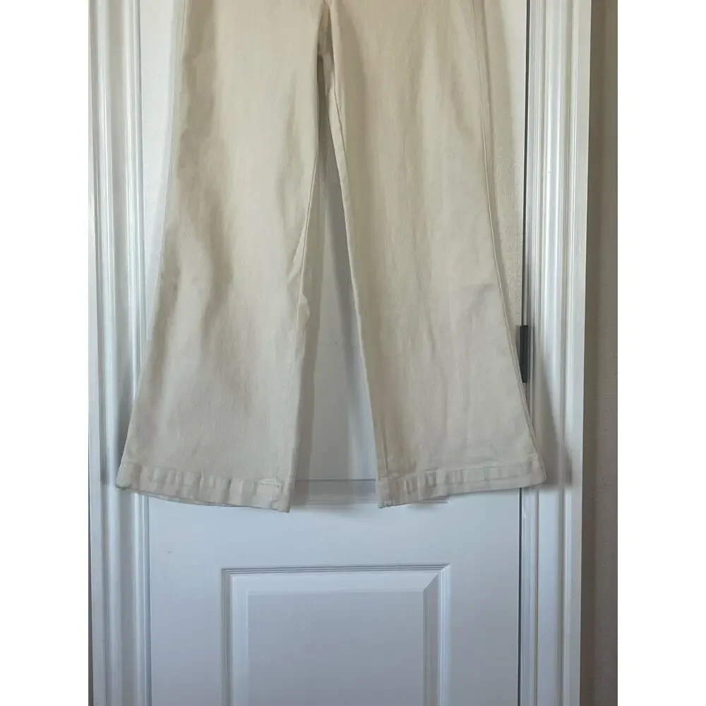 MICHAEL KORS SELMA FLARE COTTON HIGH RISE DENIM JEANS CREAM 10